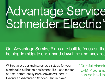 Advantage Service Plans from Schneider Electric Field Services - Brochure